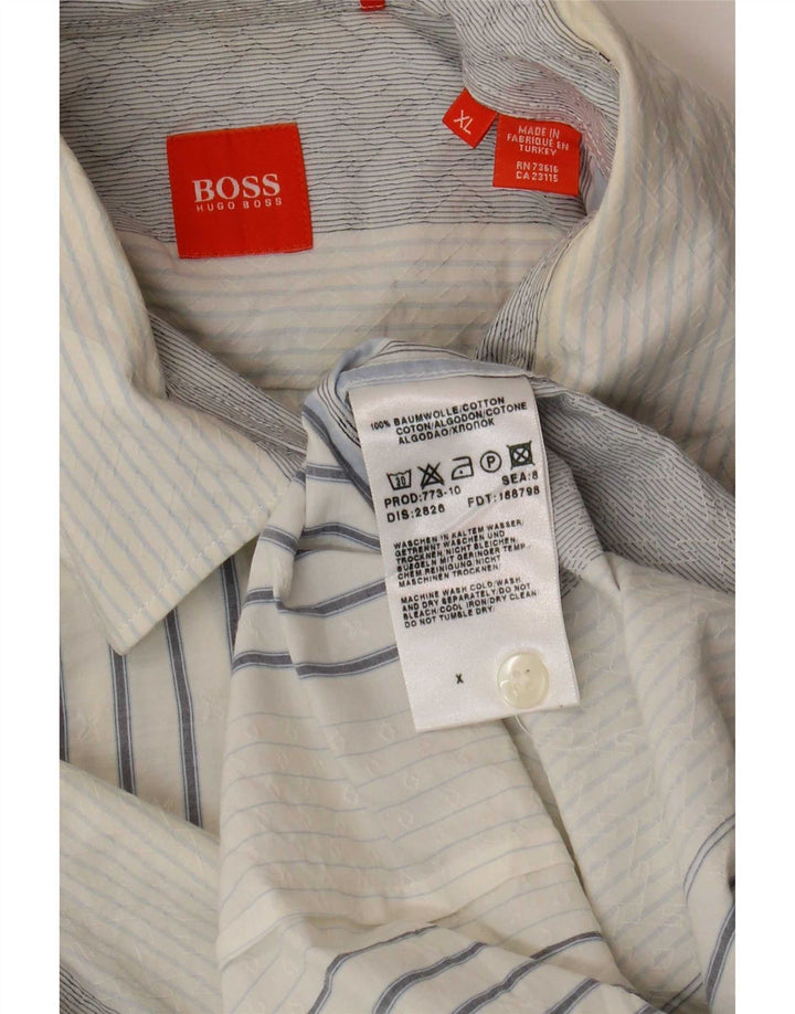 Hugo Boss Chemise XL Bleu Rayé Coton Homme