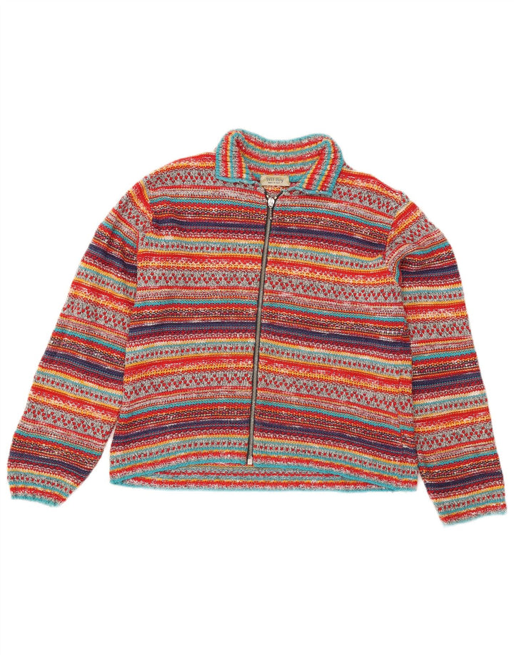 Wit Boy Womens Crop Cardigan Pull UK 12 Moyen Multicolore Rayé