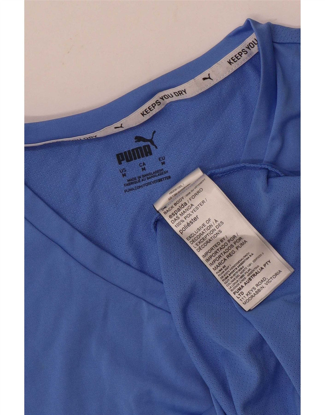 Puma T-Shirt Femme UK 12 Bleu Moyen Polyester