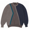 vintage Mens Crew Neck Jumper Pull IT 52 Grand Gris Colorblock