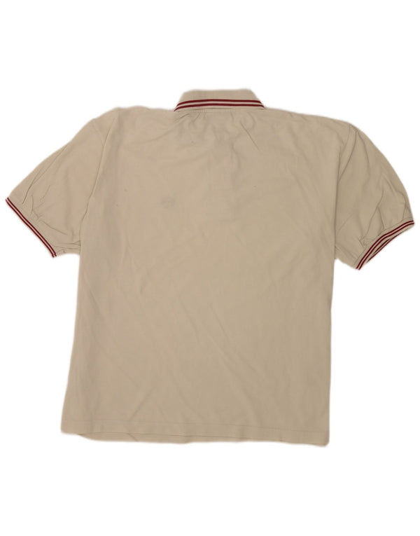 Sergio Tacchini Mens Polo Shirt 2XL Off White Striped Cotton