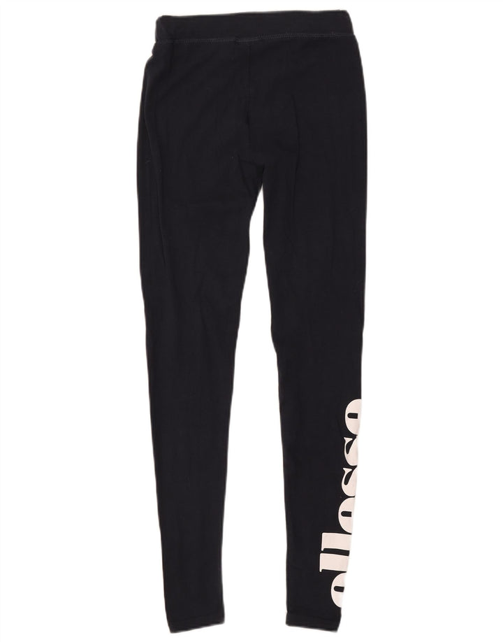 ELLESSE Leggings graphiques pour femmes UK 8 Small Bleu marine Coton