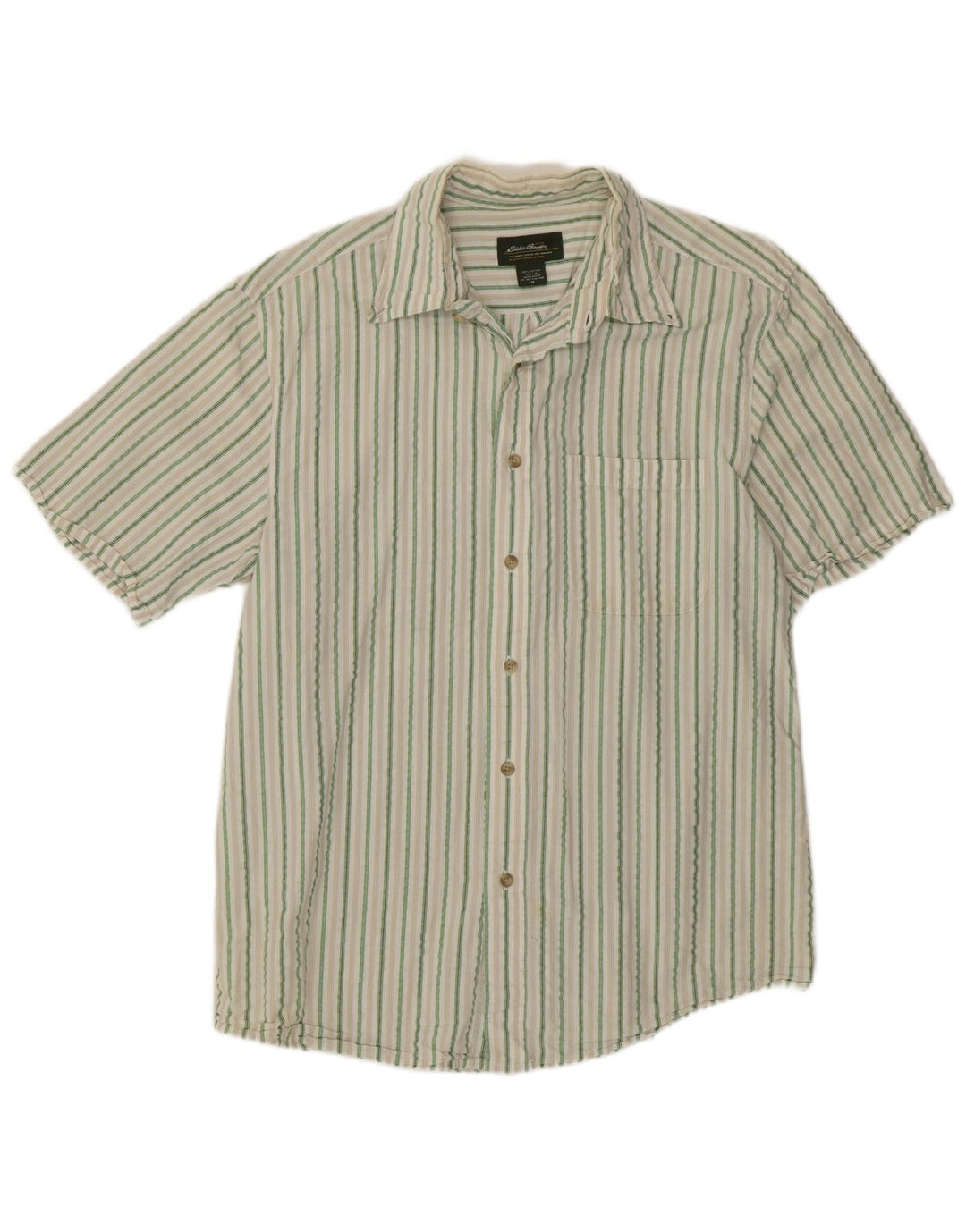 Eddie Bauer Chemise à manches courtes pour homme en coton rayé vert moyen