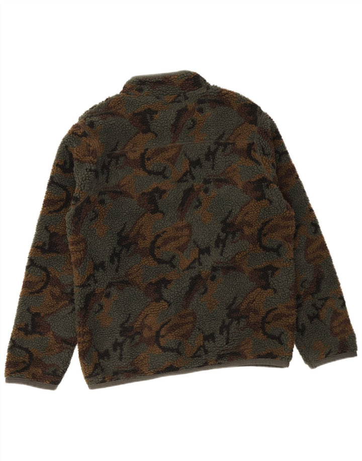 Weird Fish Veste polaire pour homme UK 40 Large Kaki Camouflage Polyester