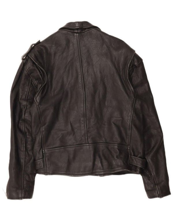 AMI Veste de motard en cuir pour homme UK 48 4XL Noir