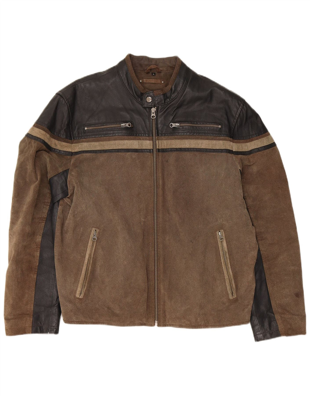 Angelo Litrico Veste de motard pour homme UK 40 Large Marron Colourblock