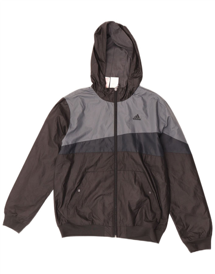 Adidas Veste de Pluie à Capuche Garçon 13-14 Ans Noir Colorblock Polyester