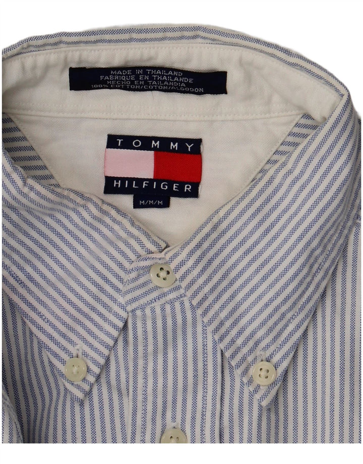 Tommy Hilfiger Chemise Homme Bleu Moyen En Coton À Fines Rayures