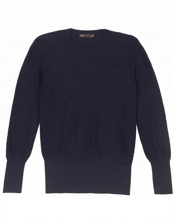 Marks & Spencer Pull à col rond pour femme UK 12 Bleu marine moyen
