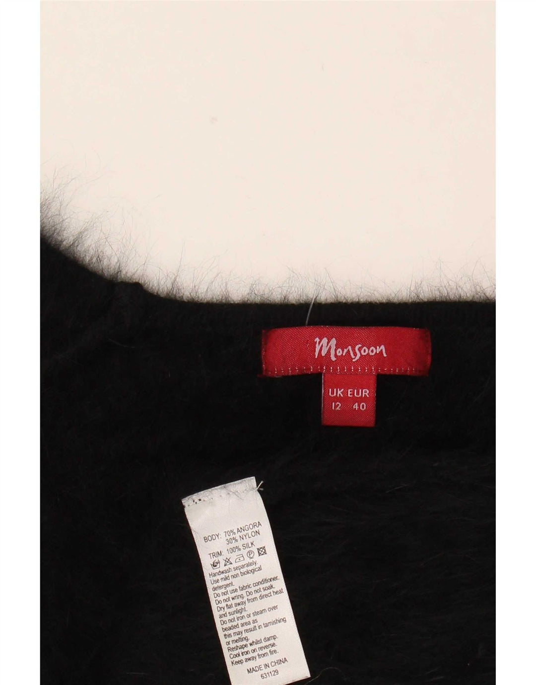 Monsoon Pull Femme UK 12 Medium Noir Angora