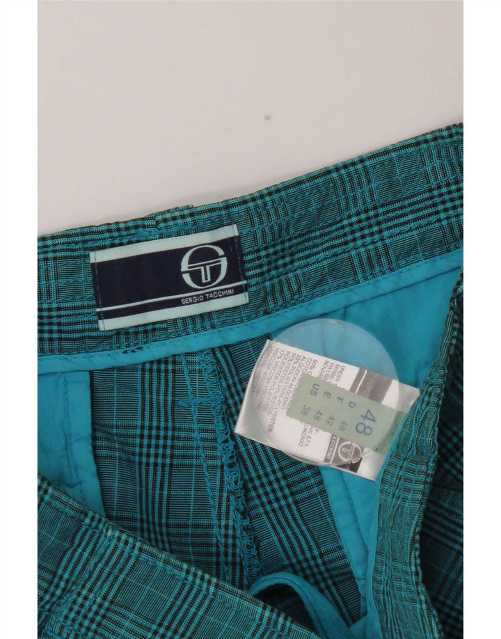 Sergio Tacchini Short Cargo Homme IT 48 Medium W32 Bleu Carreaux Coton