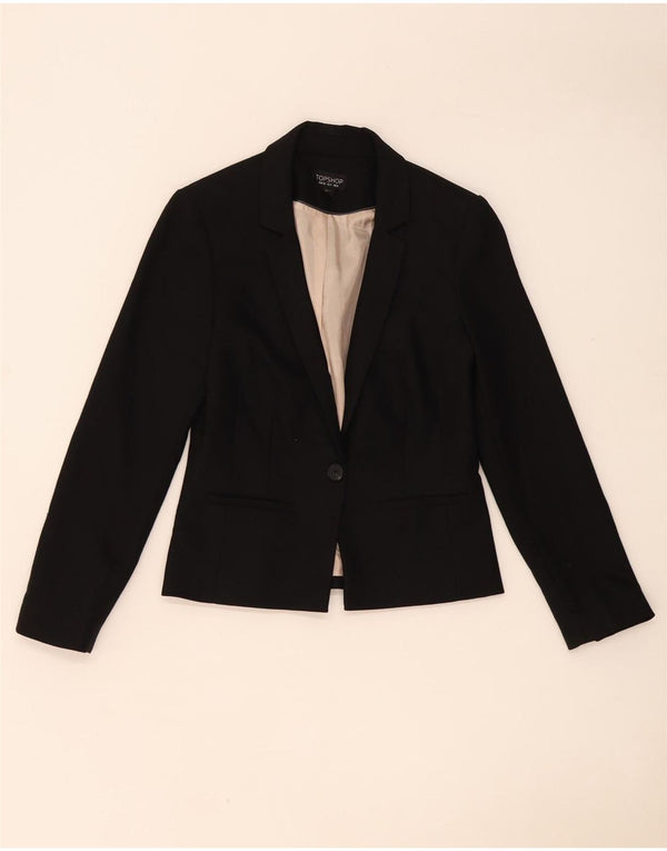 Topshop Veste blazer 1 bouton pour femme UK 8 Small Noir Polyester