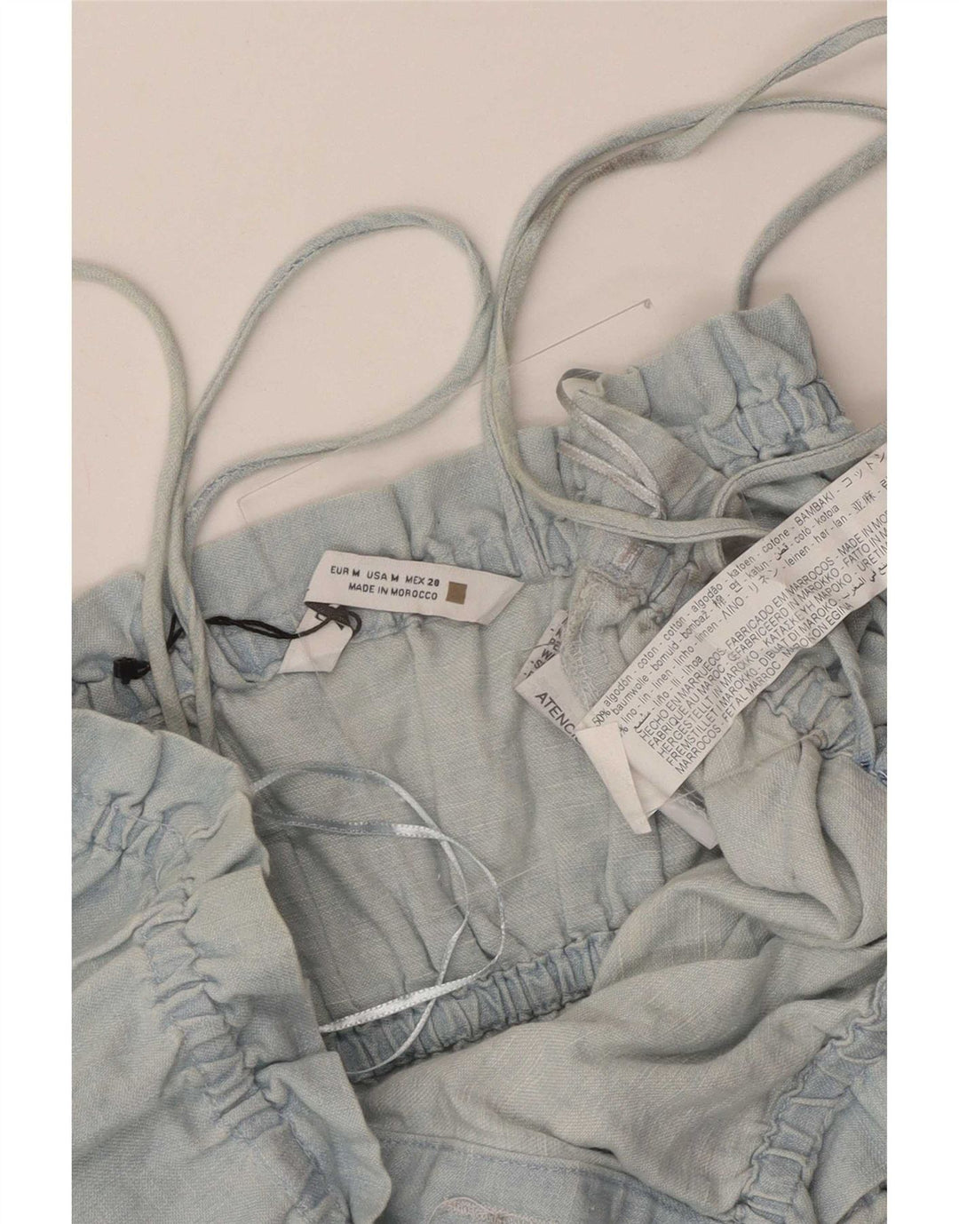 Zara Femme Crop Cami Top UK 12 Bleu Moyen Coton