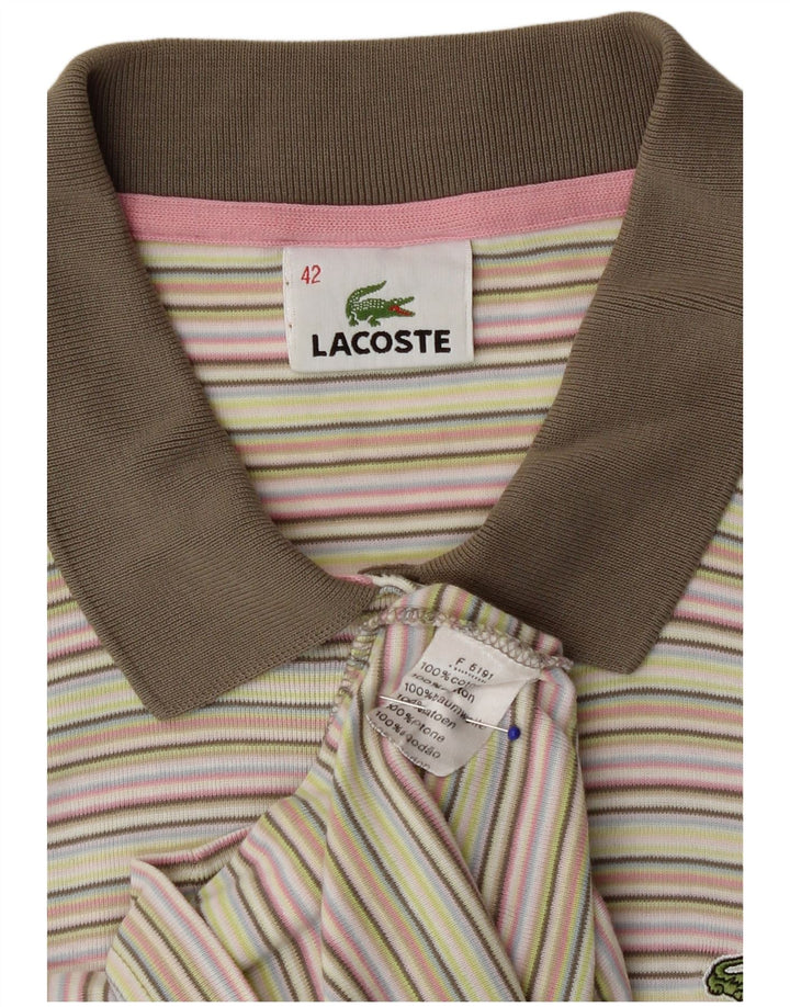 Lacoste Polo Femme IT 42 Large Coton Rayé Multicolore
