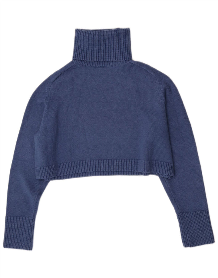 Zara Pull court surdimensionné à col roulé pour femme UK 10 Petit Bleu