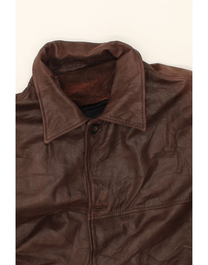 VINTAGE Manteau en Cuir Homme IT 58 4XL Cuir Marron