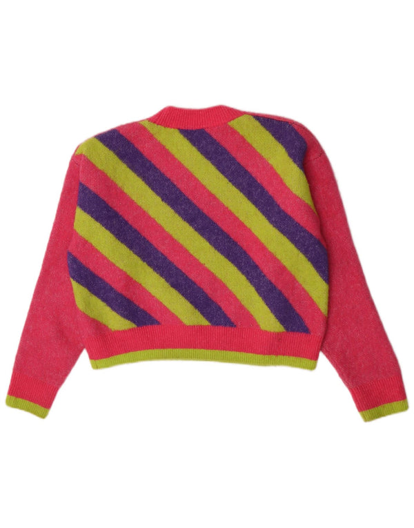 Zara Womens Crop Graphic Crew Neck Jumper Pull UK 10 Petit Rose