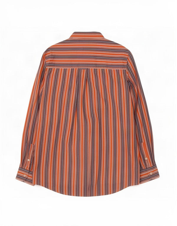 Chaps Chemise Easy Fit Homme Large Orange Rayé Coton
