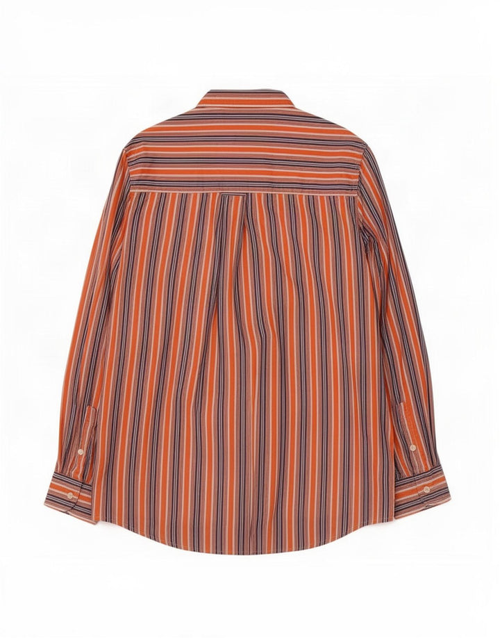 Chaps Chemise Easy Fit Homme Large Orange Rayé Coton