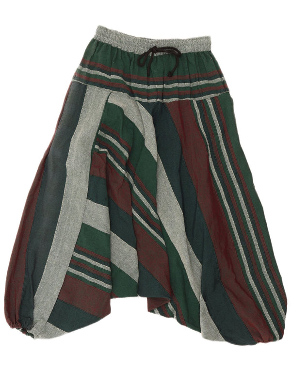 Pantalon Harem Femme Vintage W32 L32 Coton Rayé Vert