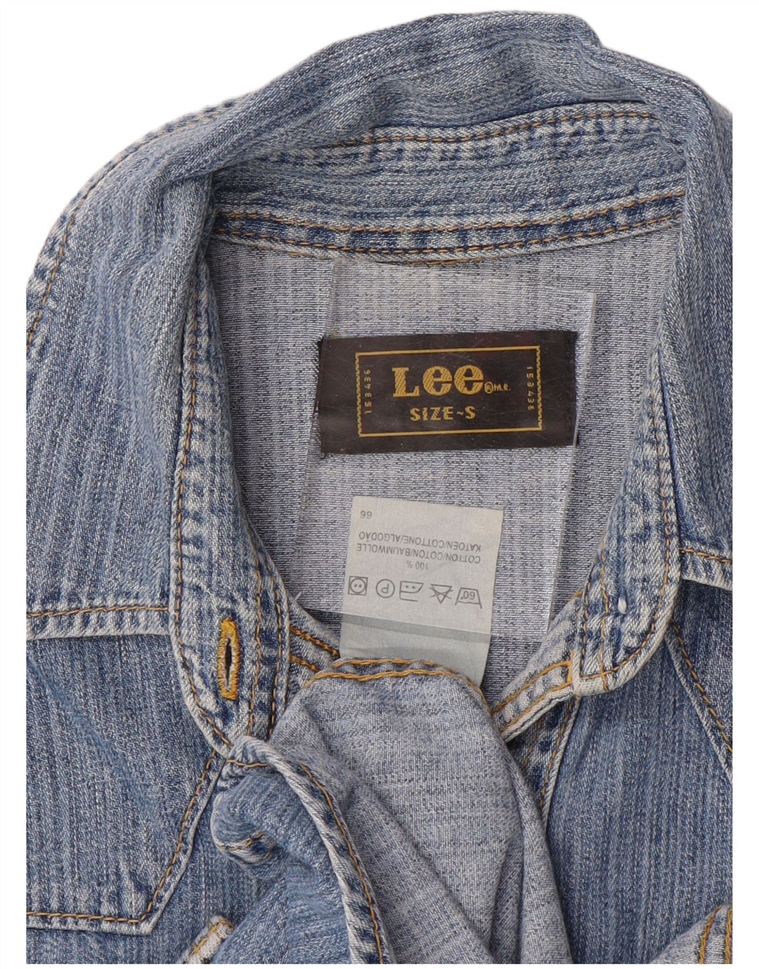 Lee Chemise en jean pour femme UK 10 Petit Bleu Coton