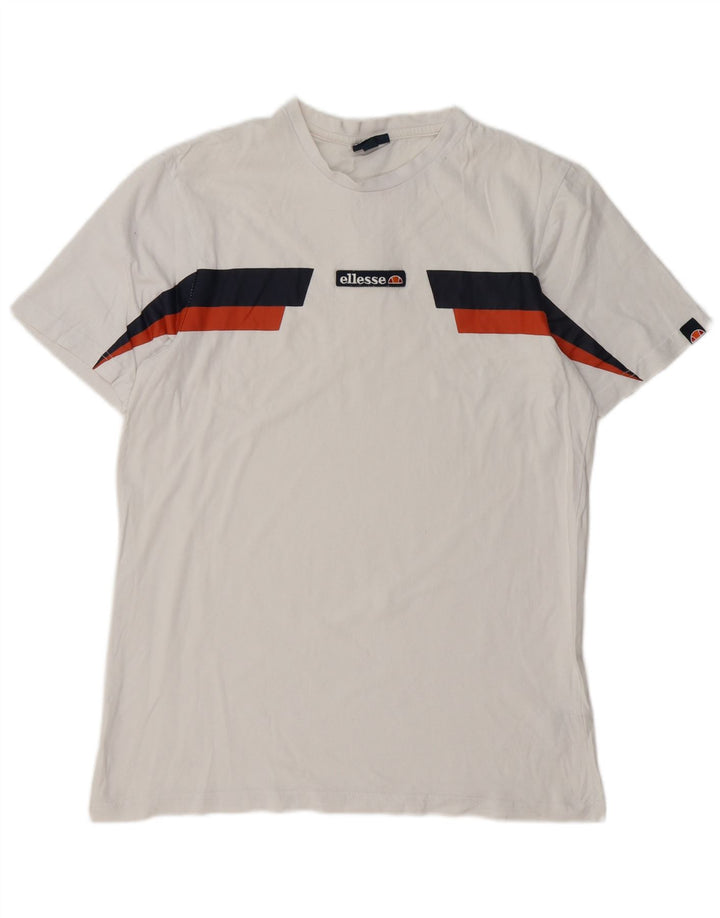 ELLESSE T-Shirt Homme Haut Large Blanc Colourblock Coton