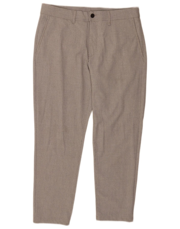 Zara Pantalon Chino Slim Fit Homme EU 44 Large W34 L27 Gris Pied-de-Poule