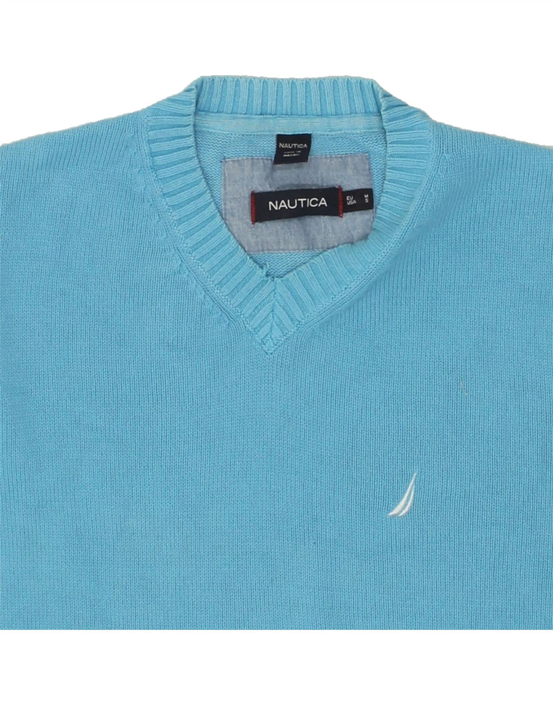 NAUTICA Mens V-Neck Jumper Sweater Medium Blue Cotton Vintage Nautica and Second-Hand Nautica from Messina Hembry 