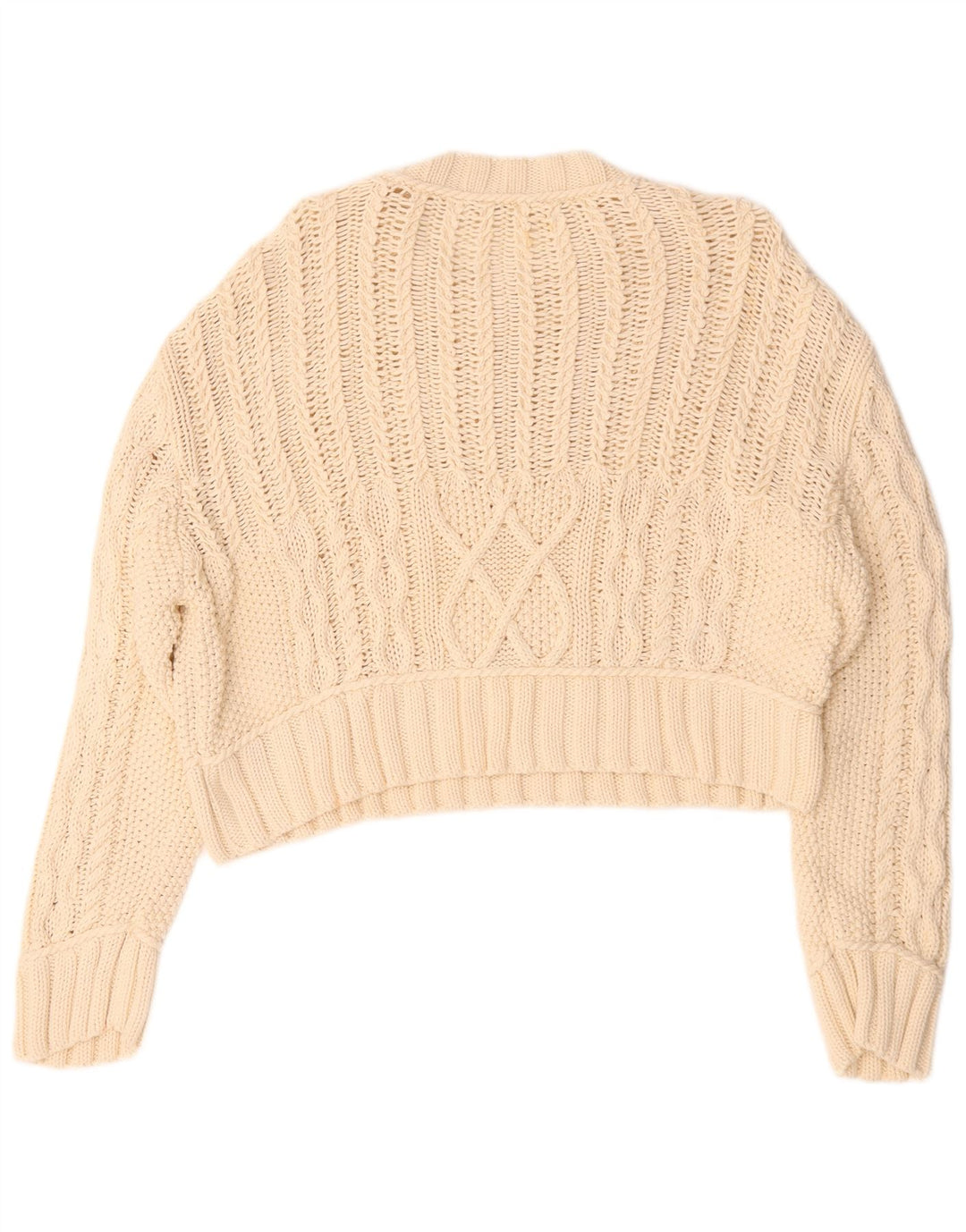 Zara Pull court surdimensionné à col rond pour femme UK 14 Beige moyen