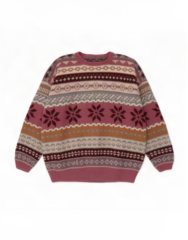 vintage Womens Crew Neck Jumper Sweater UK 16 Grand Fair Isle multicolore