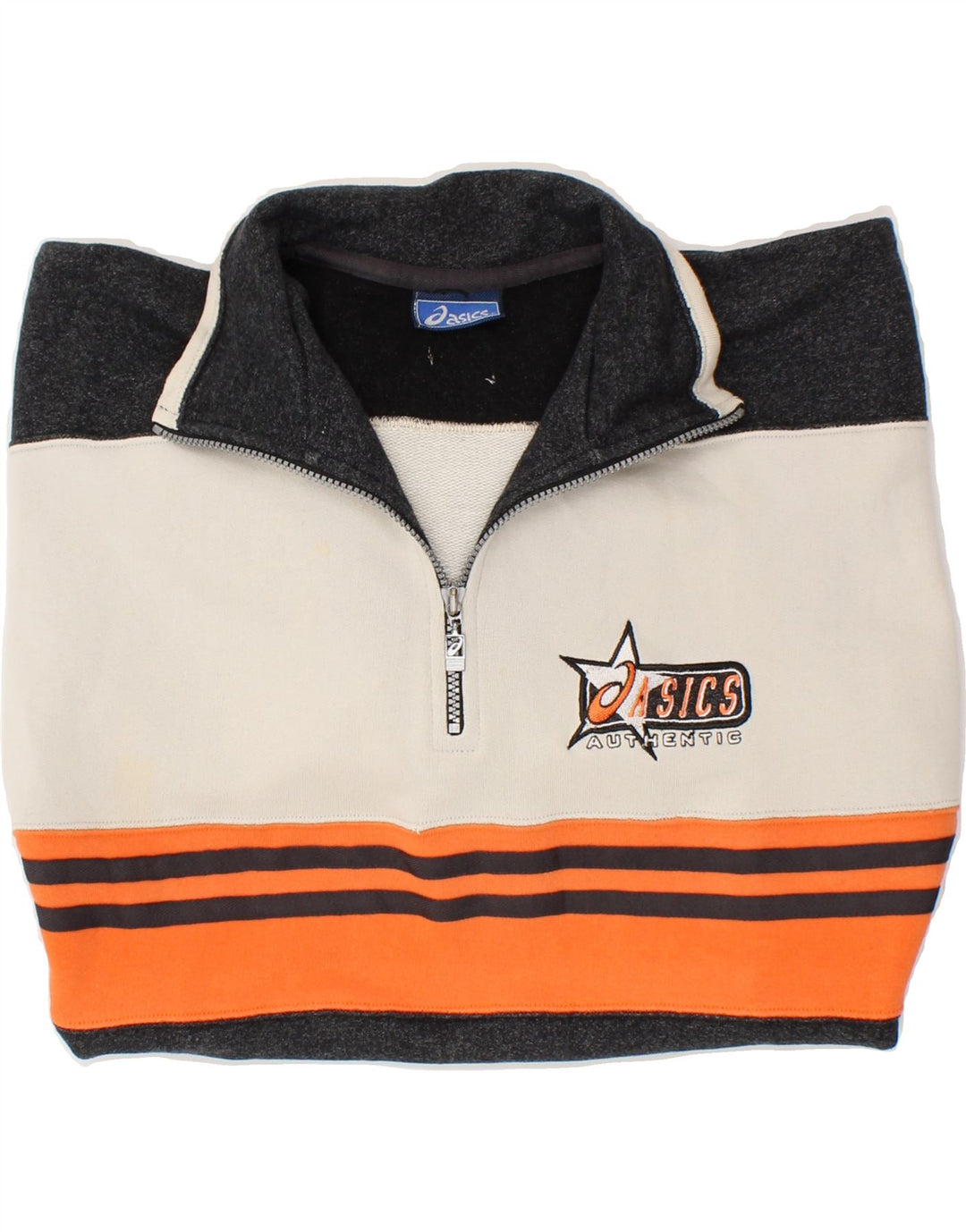 ASICS Sweat-shirt à col zippé pour homme Grand coton color block noir