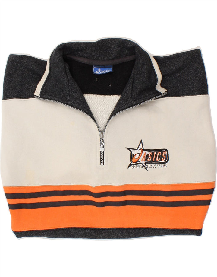ASICS Sweat-shirt à col zippé pour homme Grand coton color block noir