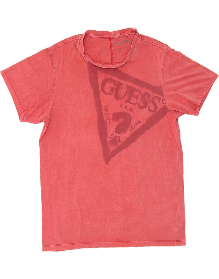 GUESS Mens Graphic T-Shirt Top Small Red Cotton Vintage Guess and Second-Hand Guess from Messina Hembry 