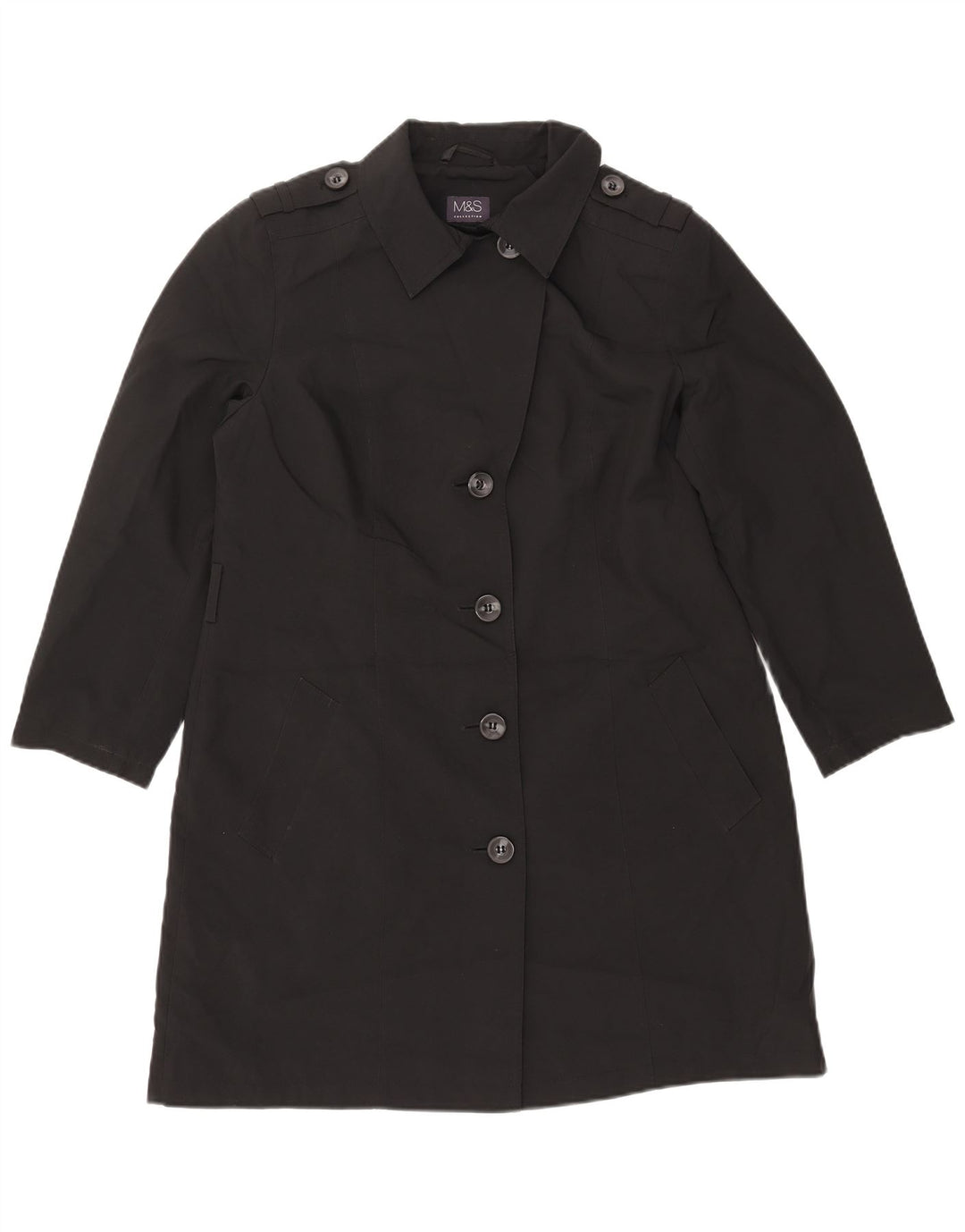 MARKS & SPENCER Trench-Coat Femme UK 44 Grand Noir Polyester