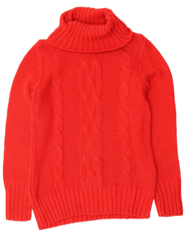 vintage Femmes Roll Neck Jumper Pull UK 12 Laine Rouge Moyenne