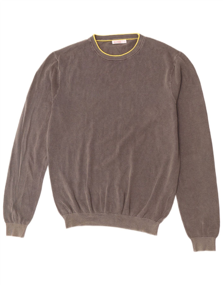 Sun68 Pull col rond pour homme XL en coton gris