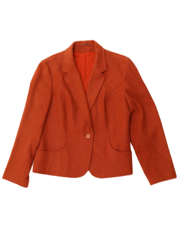 VINTAGE Femme 1 Bouton Blazer Veste UK 14 Acétate Orange Moyen