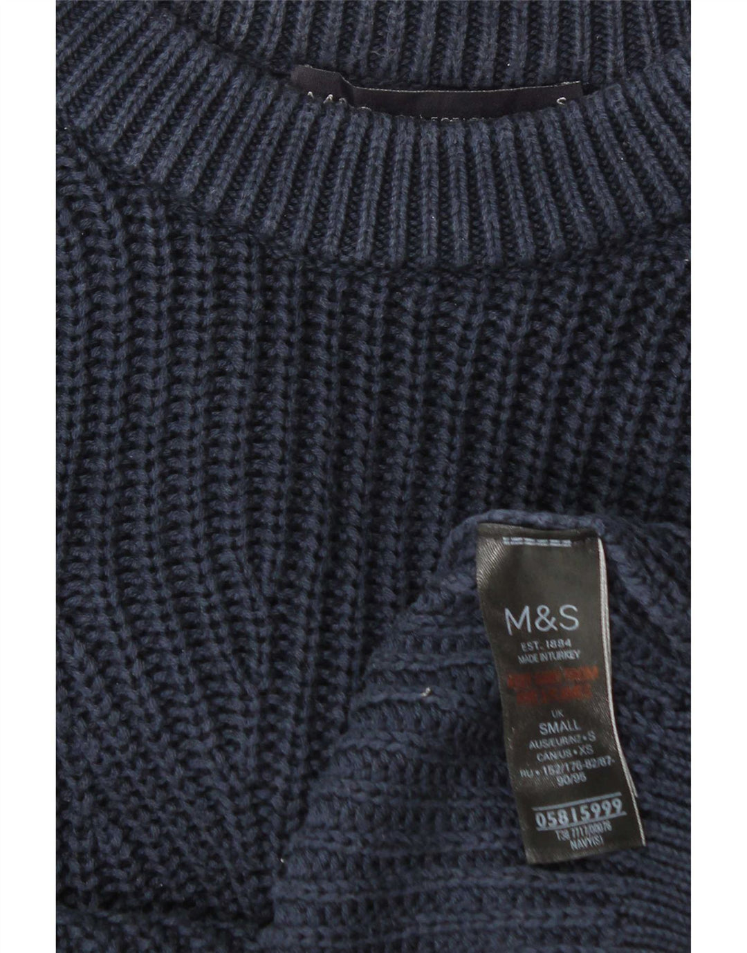 Marks & Spencer Pull col bateau pour homme en coton bleu marine Taille S