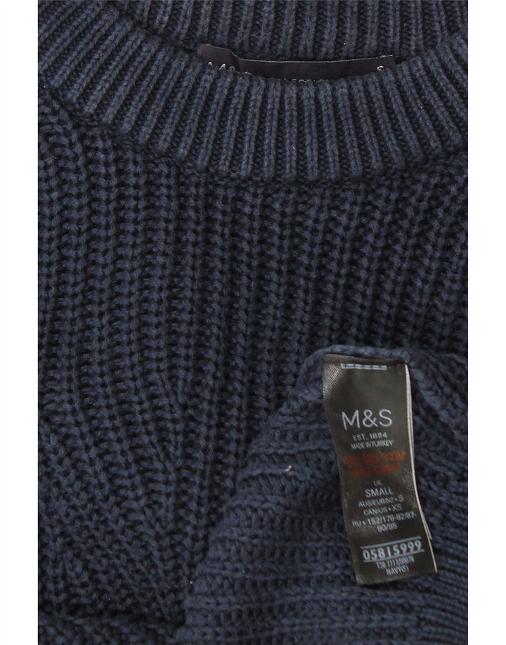 Marks & Spencer Pull col bateau pour homme en coton bleu marine Taille S