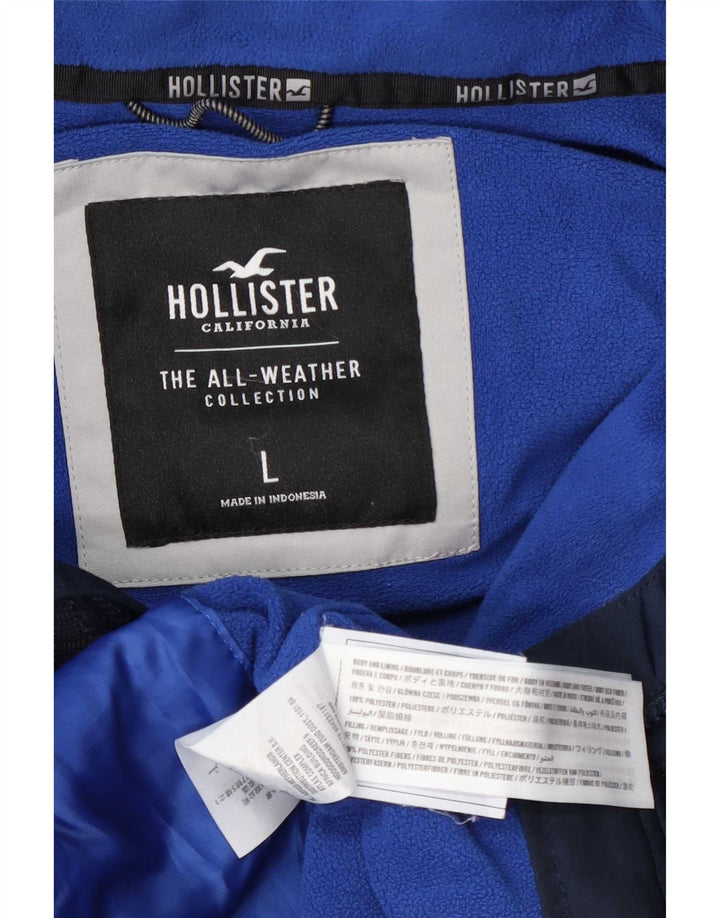 Hollister Veste coupe-vent à capuche pour hommes UK 40 Large Bleu marine Polyester