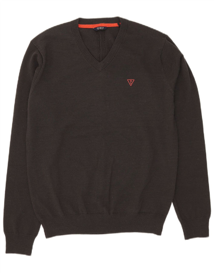 Guess Pull Col V Homme Gris Moyen Acrylique