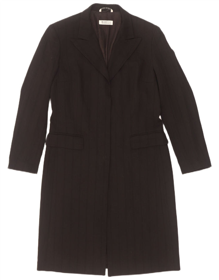 Marella Manteau Femme UK 12 Laine Rayée Noir Moyen