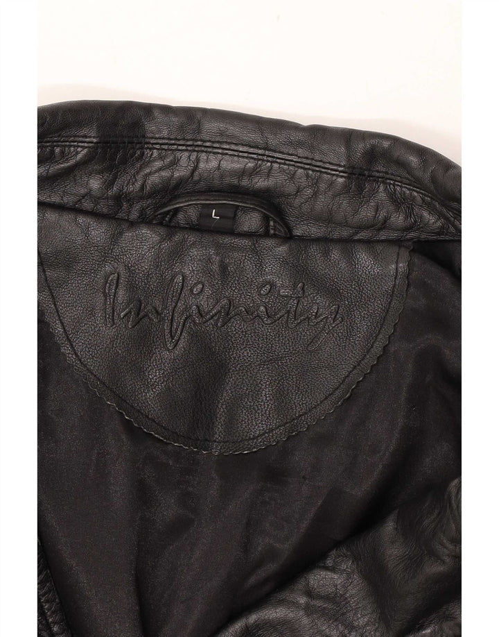 Infinity Veste de motard en cuir pour homme UK 40 Large Noir