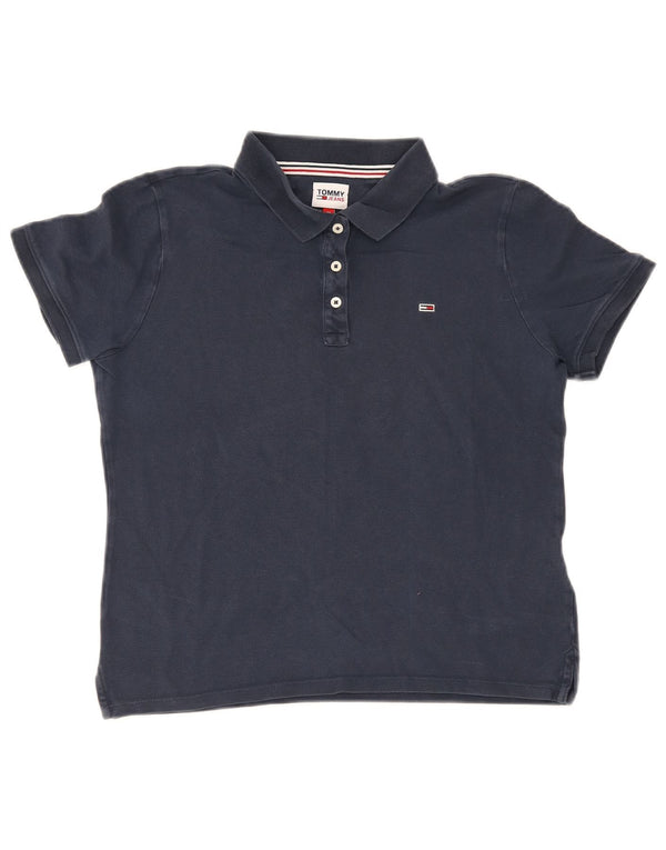 Tommy Hilfiger Polo Femme UK 12 Bleu Marine Moyen Coton