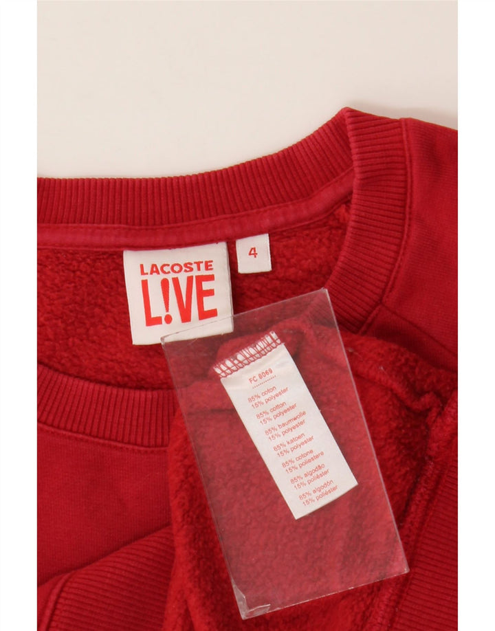 Lacoste Mens Graphic Sweatshirt Jumper Taille 4 Coton Rouge Moyen