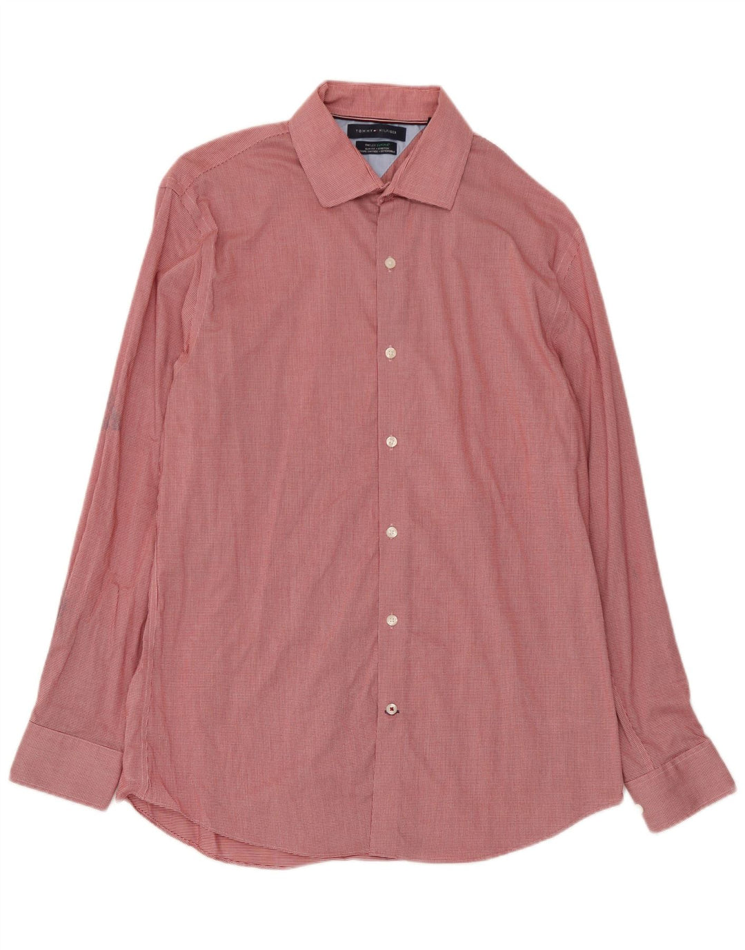 Tommy Hilfiger Chemise Flex Slim Fit pour homme Taille 16 Grand pied-de-poule rouge