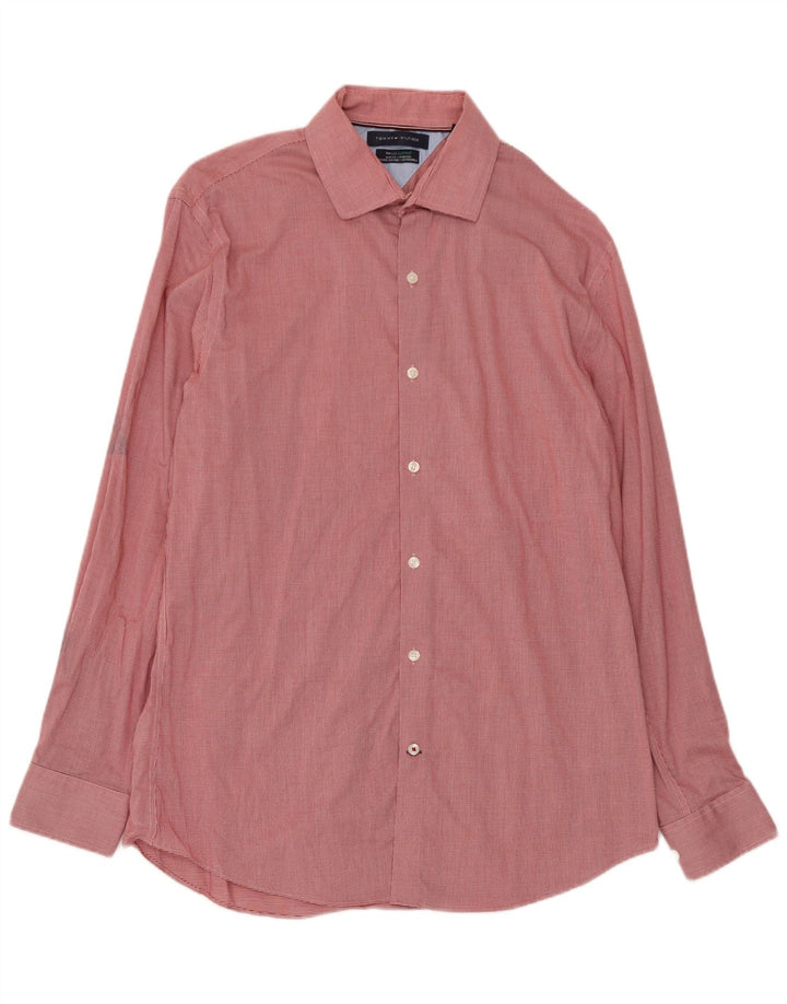 Tommy Hilfiger Chemise Flex Slim Fit pour homme Taille 16 Grand pied-de-poule rouge