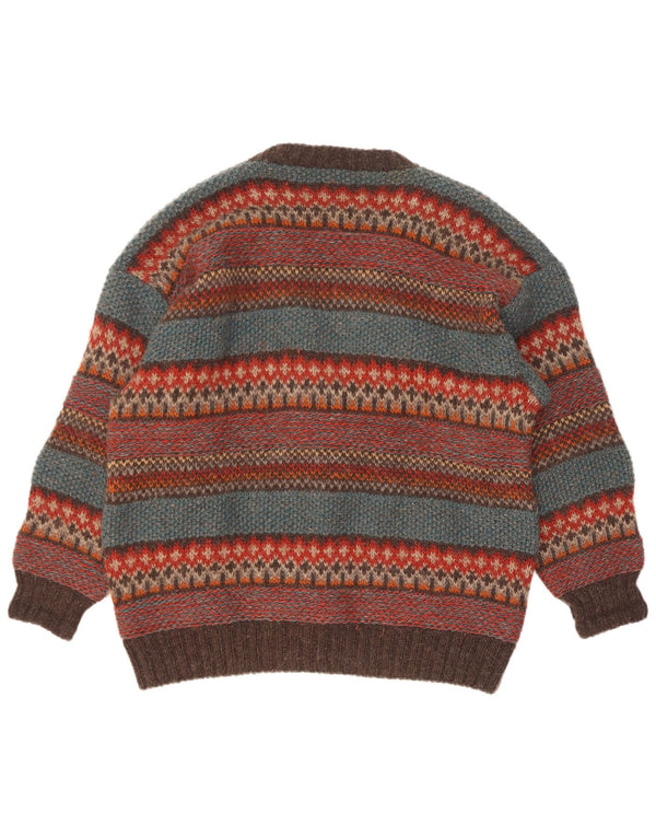 vintage Mens Cardigan Sweater Grand Multicolore Fair Isle