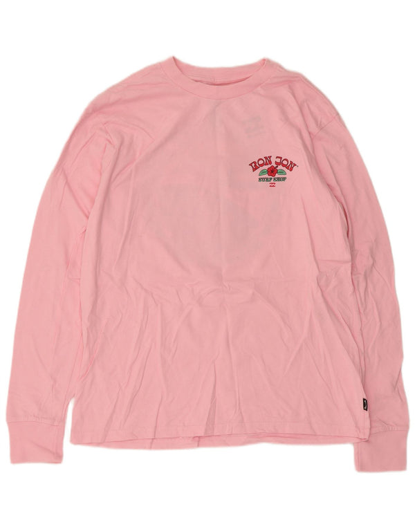 Billabong Haut graphique à manches longues pour femme UK 10 Petit coton rose