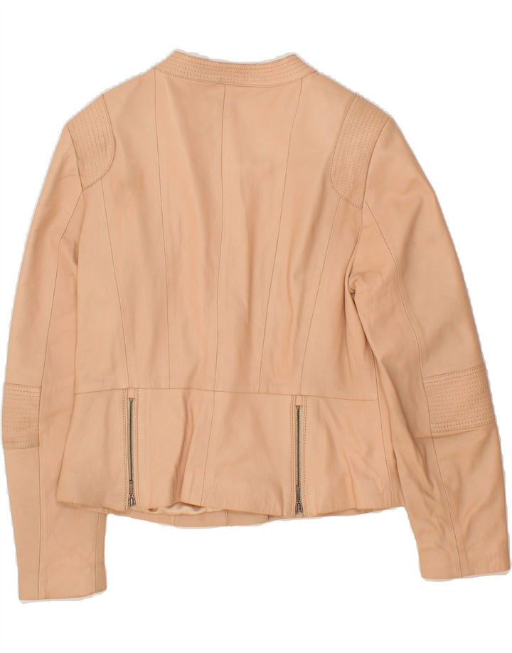 KALIKO Womens Crop Leather Jacket UK 14 Medium Beige Leather Vintage Kaliko and Second-Hand Kaliko from Messina Hembry 